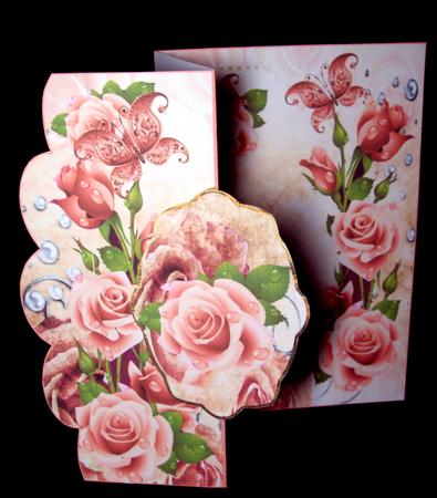 Pink Rose Scallop No Hole Fold Back Card Mini Kit by Dianne Jackson