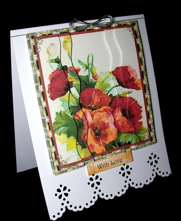 Poppy and Rinestones Wavy Card Front by Dianne Jackson