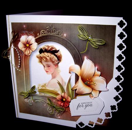 Vintage Beauty with Ivory Lily & Dragonflies by Dianne Jackson