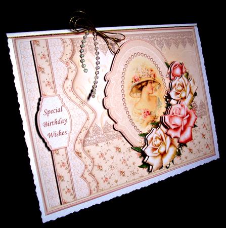 Vintage Lady & Peach Roses Topper & Decoupage by Dianne Jackson