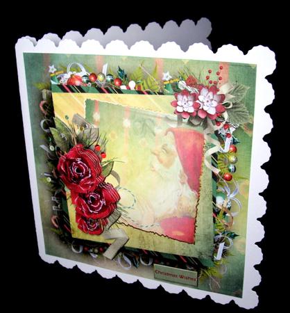 Red Rose and Holly Berries with Decoupage by Dianne Jackson