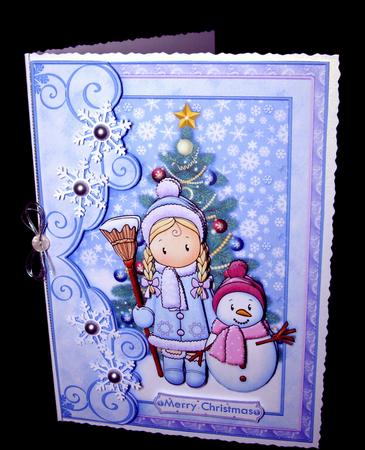 Chloe & Snowman Christmas Card Topper & Decoupage by Dianne Jackson