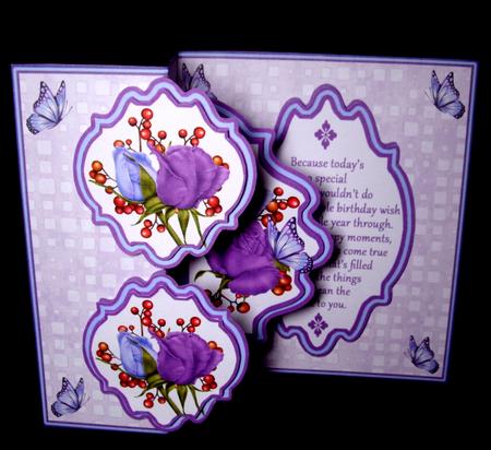 Fold Back Pop-up - Lilac Roses by Dianne Jackson