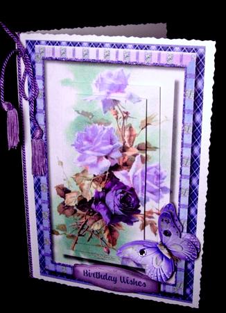 Beautiful Lilac Roses on a Plaid Frame  by Dianne Jackson