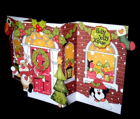 3D Christmas Rudolphs Snowball Fight Up Front Card Decoupage by Dianne Jackson