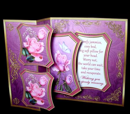 Fold Back Pop-up - Pink Roses -speedy Recovery by Dianne Jackson