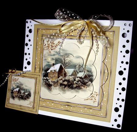 Victorian Christmas Scene Scalloped Pyramage by Dianne Jackson