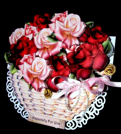 Basket Pink & Red Roses Mini Kit by Dianne Jackson