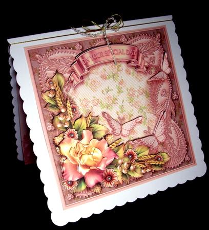 Autumn Roses and Butterflies on a Lace Frame Decoupage by Dianne Jackson