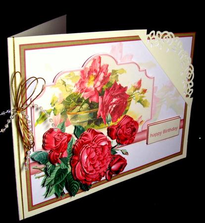 Vintage Red Rose Card with Decoupage by Dianne Jackson