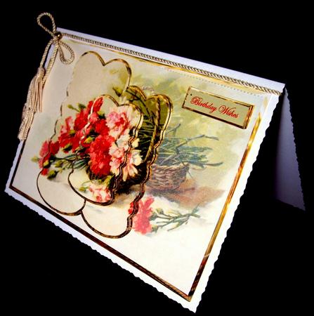Basket of Mixed Carnations Panel Card with Toppers by Dianne Jackson