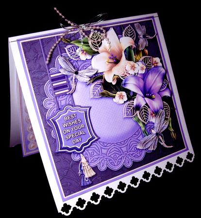 Purple and White Lilies on a Celtic Mat Decoupage by Dianne Jackson