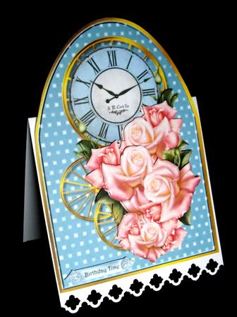 Clock Card Pink Roses by Dianne Jackson