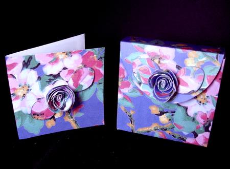 Dblue Col Blossom Rolled Rose 3in Favour/gift Box N' Card by Dianne Jackson