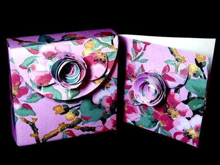 Purple Col Blossom Rolled Rose 3in Favour/gift Box N' Card by Dianne Jackson