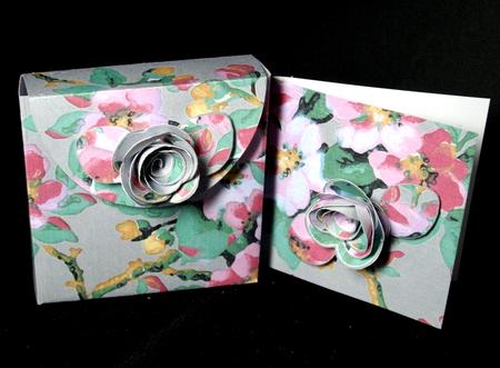 Silver Col Blossom Rolled Rose 3in Favour/gift Box N' Card by Dianne Jackson
