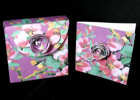 Lilac Col Blossom Rolled Rose 3in Favour/gift Box N' Card by Dianne Jackson