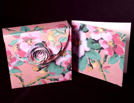 Pink Col Blossom Rolled Rose 3in Favour/gift Box N' Card by Dianne Jackson