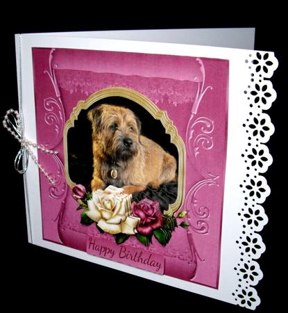 Border Terrier Oil Painting in a Cameo Quick Card by Dianne Jackson