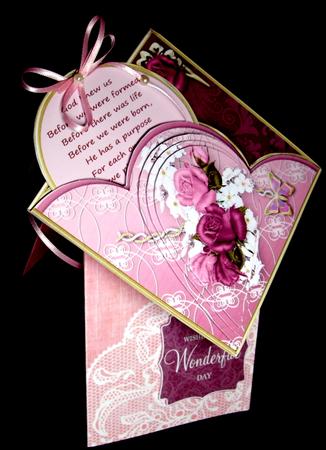 Pink Posy Teardrop Pyramid Card Mini Kit by Dianne Jackson