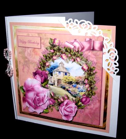 Dovecote and Roses Card with Decoupage by Dianne Jackson