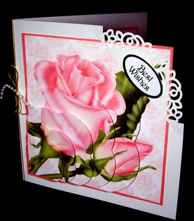 Peach Roses Scalloped Corner Stacker Minikit by Dianne Jackson