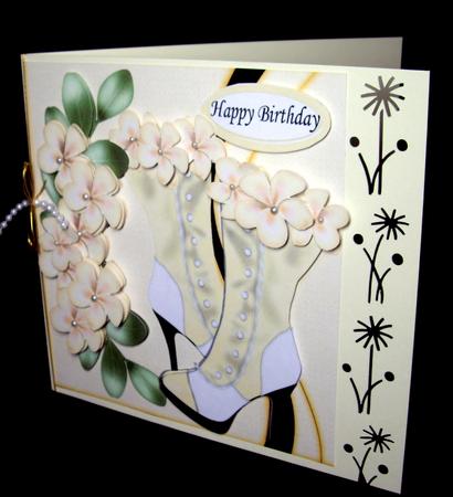 Cream Vintage Boots with Flowers & Bow 8x8 Mini Kit by Dianne Jackson