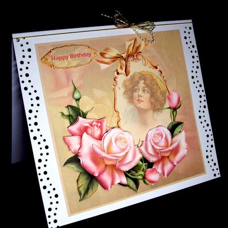 Rose and Vintage Beauty Card with Decoupage by Dianne Jackson