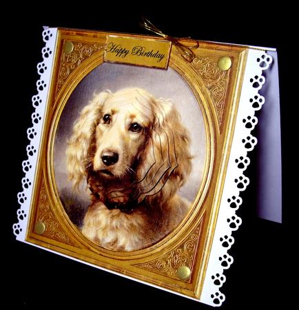 Golden Haired Dog Card with Shaped Layers by Dianne Jackson