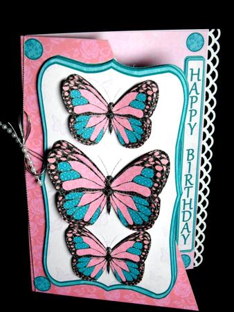 Lace Butterflies Over the Edge Pink and Green Mini Kit by Dianne Jackson