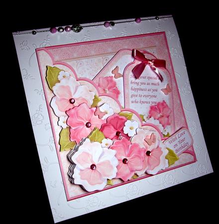 Square Scallop Pocket Pink Pansy Mini Kit & Decoupage by Dianne Jackson