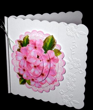 Pink Roses on Lace Cascade Card - Sheet 2 Toppers by Dianne Jackson