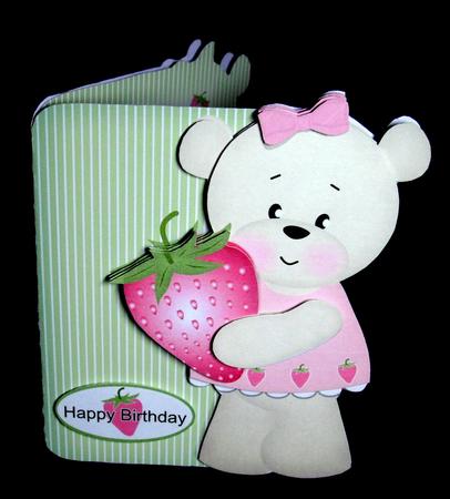 Strawberry Bella (teddy) Shaped Card Kit by Dianne Jackson