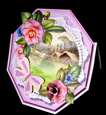 Beautiful Octagonal Card with Camellias by Dianne Jackson