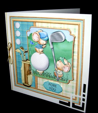 Fore You Golf Mice 8x8 Mini Kit & Decoupage by Dianne Jackson