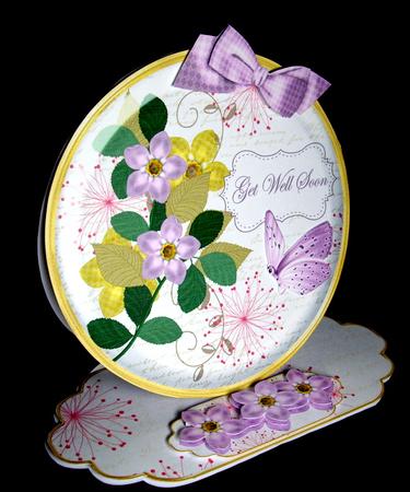 Lilac Fmk Get Well Soon Pretty Circle Easel Card Mini Kit by Dianne Jackson