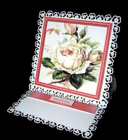Pink Vintage Rose Card with Petal Stacker by Dianne Jackson