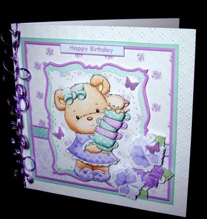 Teacup Teddy 8x8 Mini Kit & Decoupage & Optional Flowers by Dianne Jackson