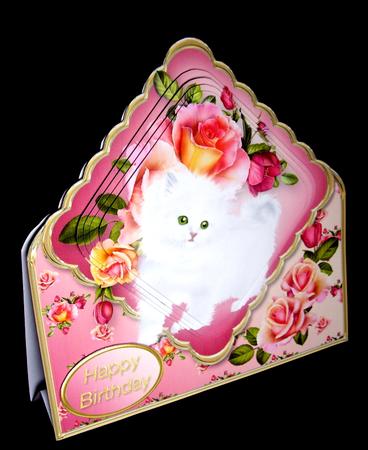 White Kitten Stand-up Diamond Pyramid Card Mini Kit by Dianne Jackson