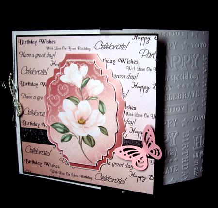 Pink Magnolias Topper on Sentiments Background by Dianne Jackson