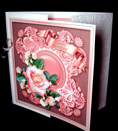 Pale Peach Roses on an Embroidered Frame Decoupage Mini Kit by Dianne Jackson