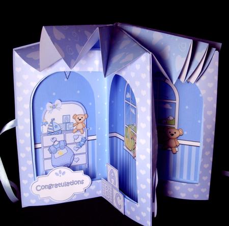 3D New Baby Boy Carousel Scene Card Kit by Dianne Jackson