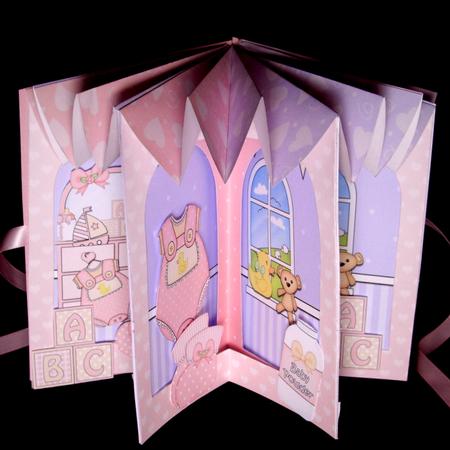 3D New Baby Girl Carousel Scene Card Kit by Dianne Jackson