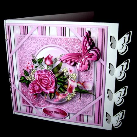 Pink Roses Corner Frame Card by Dianne Jackson