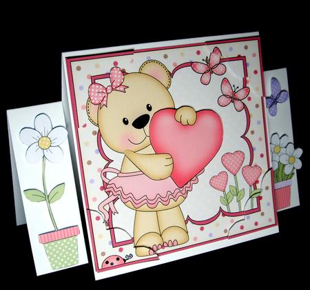 8 x 8 Livvy Bear's Heart Scalloped Corner Topper by Dianne Jackson