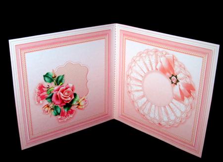 Pink Roses with Broiderie Anglaise Doily Matching 6x6 Insert by Dianne Jackson