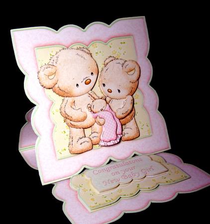 New Baby Girl Bear Easel Card Kit by Dianne Jackson