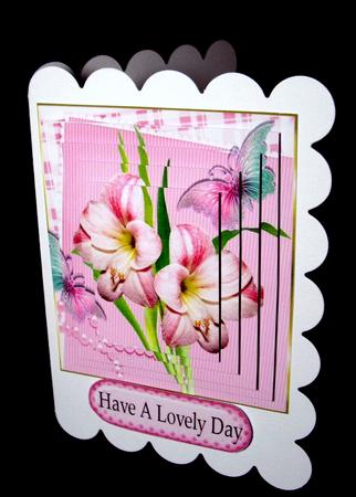 Pretty Pink Lily with Butterflies in Ornate Frame Pyramids by Dianne Jackson