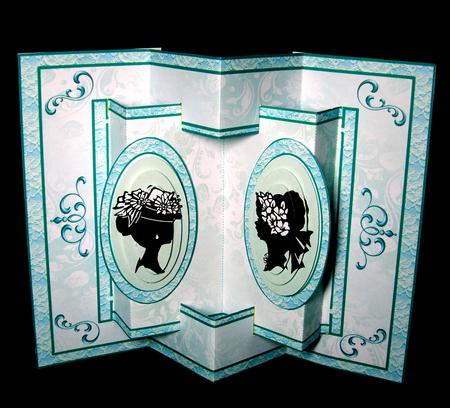 3D Concertina Pop-out - Victorian Ladies (aqua) by Dianne Jackson