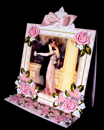 Dancing Couple Pink Lace Top Easel Card & Envelope Kit by Dianne Jackson